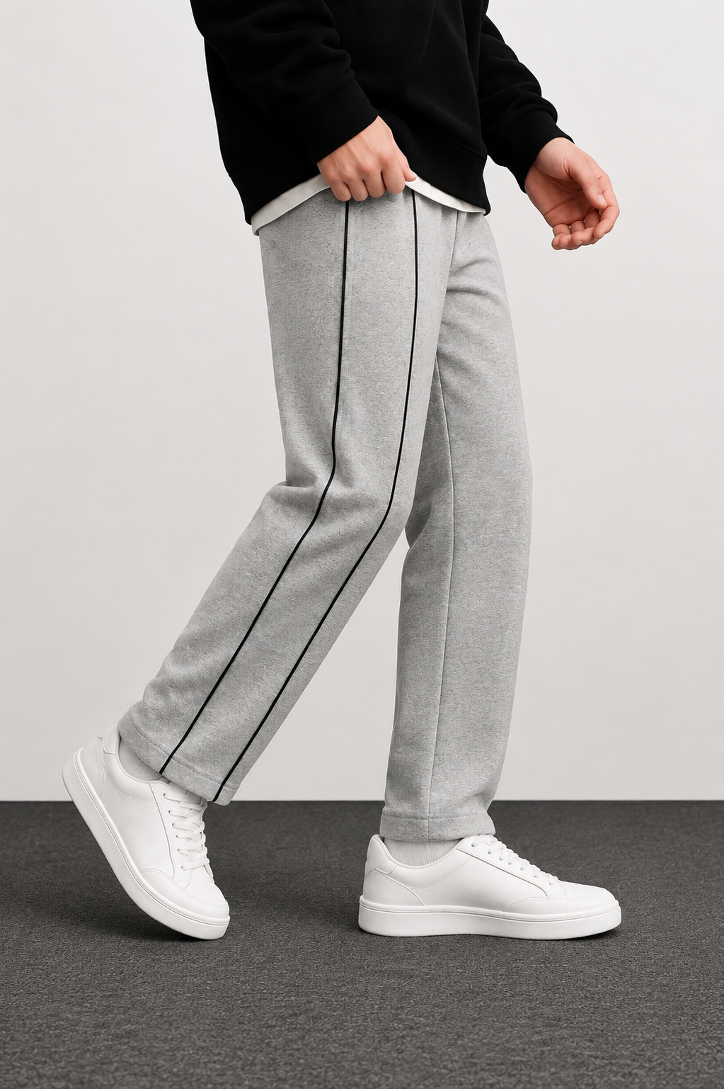 Men’s Relaxed Side-Piped Baggy Trousers - Cotton Terry | Humraaz Wear