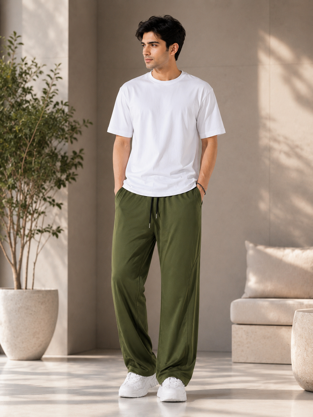 Men's Relaxed Fit Wide-Leg Trousers – Premium Casual Pants