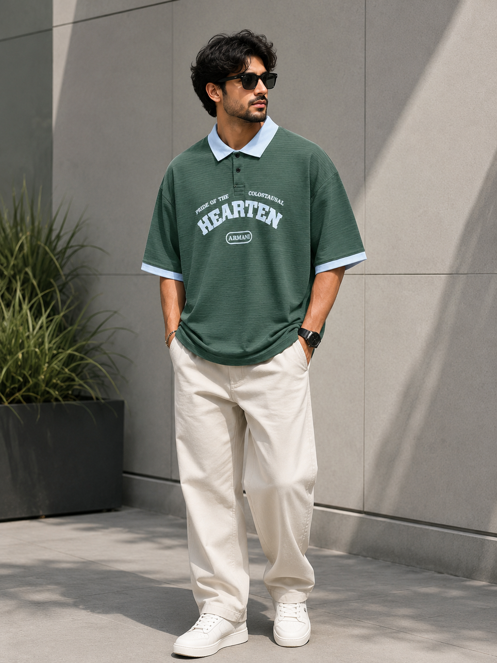 Premium Printed Oversized Polo T-Shirt for Men | Relaxed Fit Streetwear
