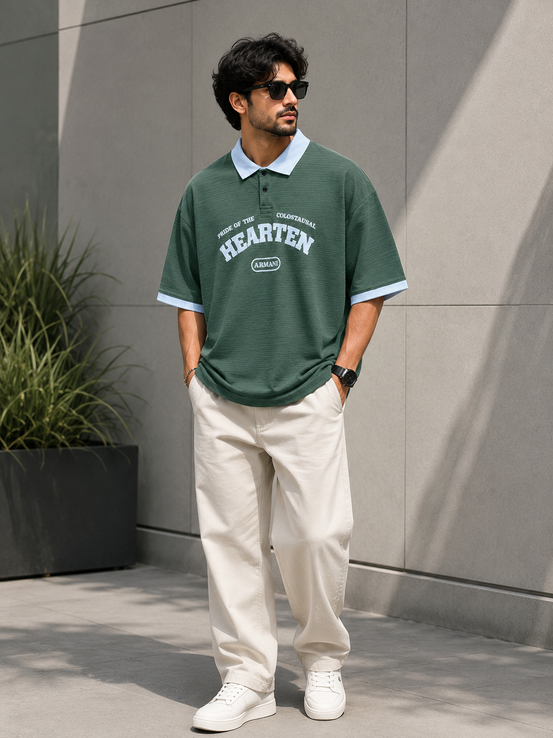 Premium Printed Oversized Polo T-Shirt for Men | Relaxed Fit Streetwear