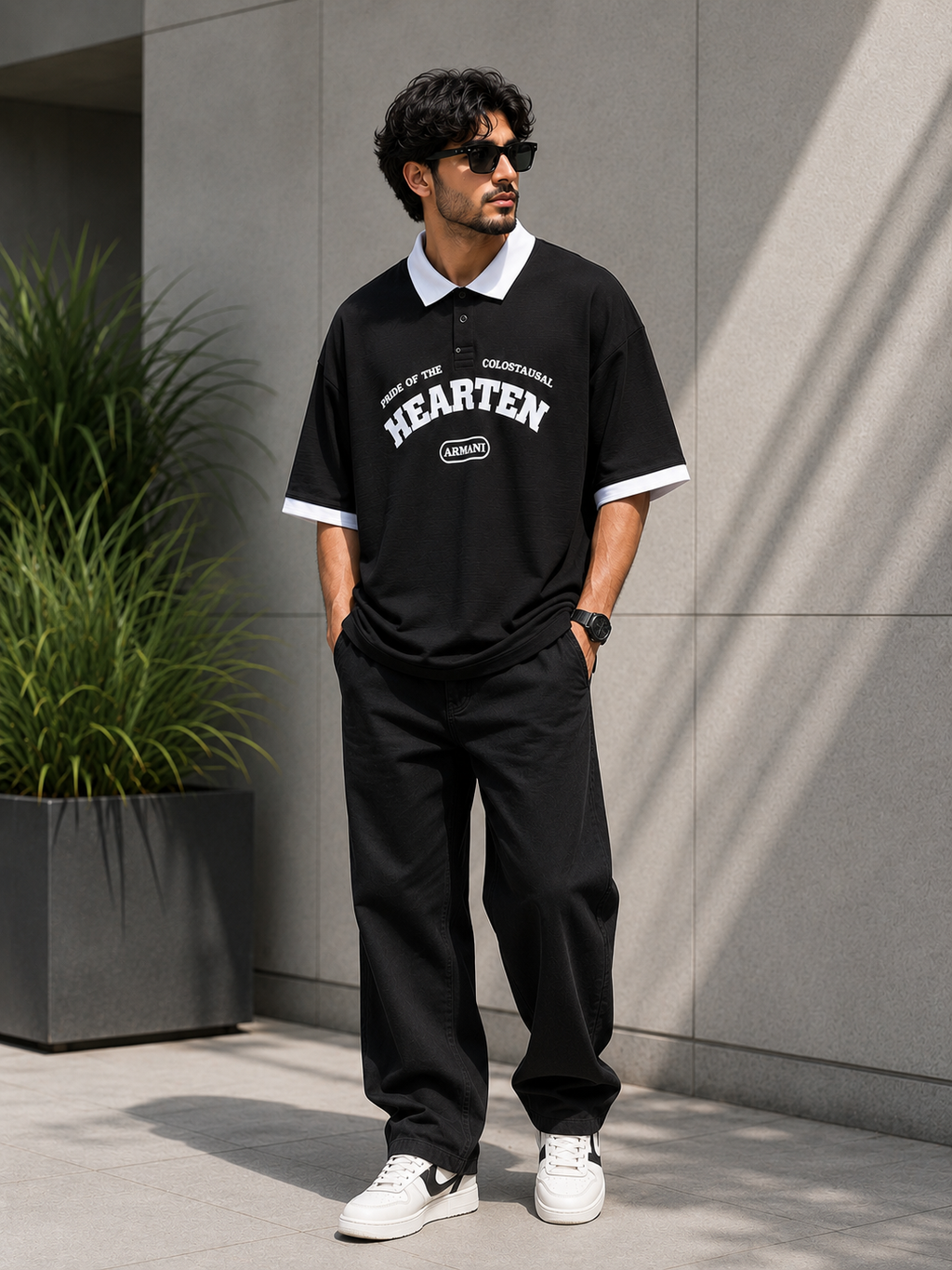 Premium Printed Oversized Polo T-Shirt for Men | Relaxed Fit Streetwear