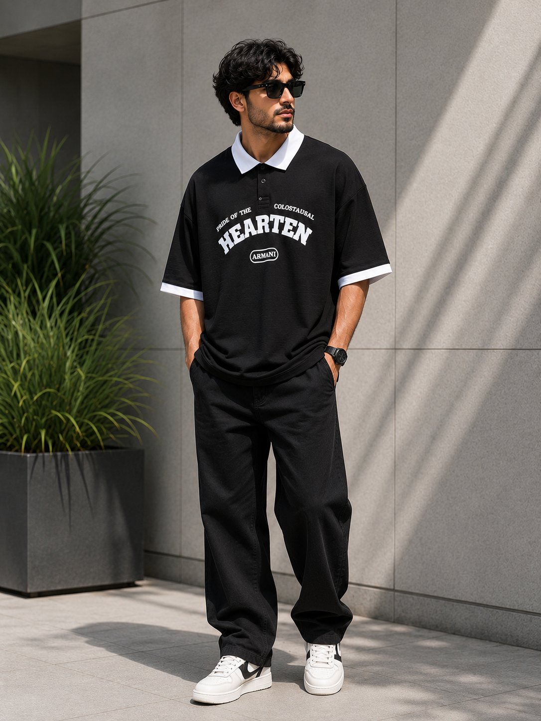 Premium Printed Oversized Polo T-Shirt for Men | Relaxed Fit Streetwear