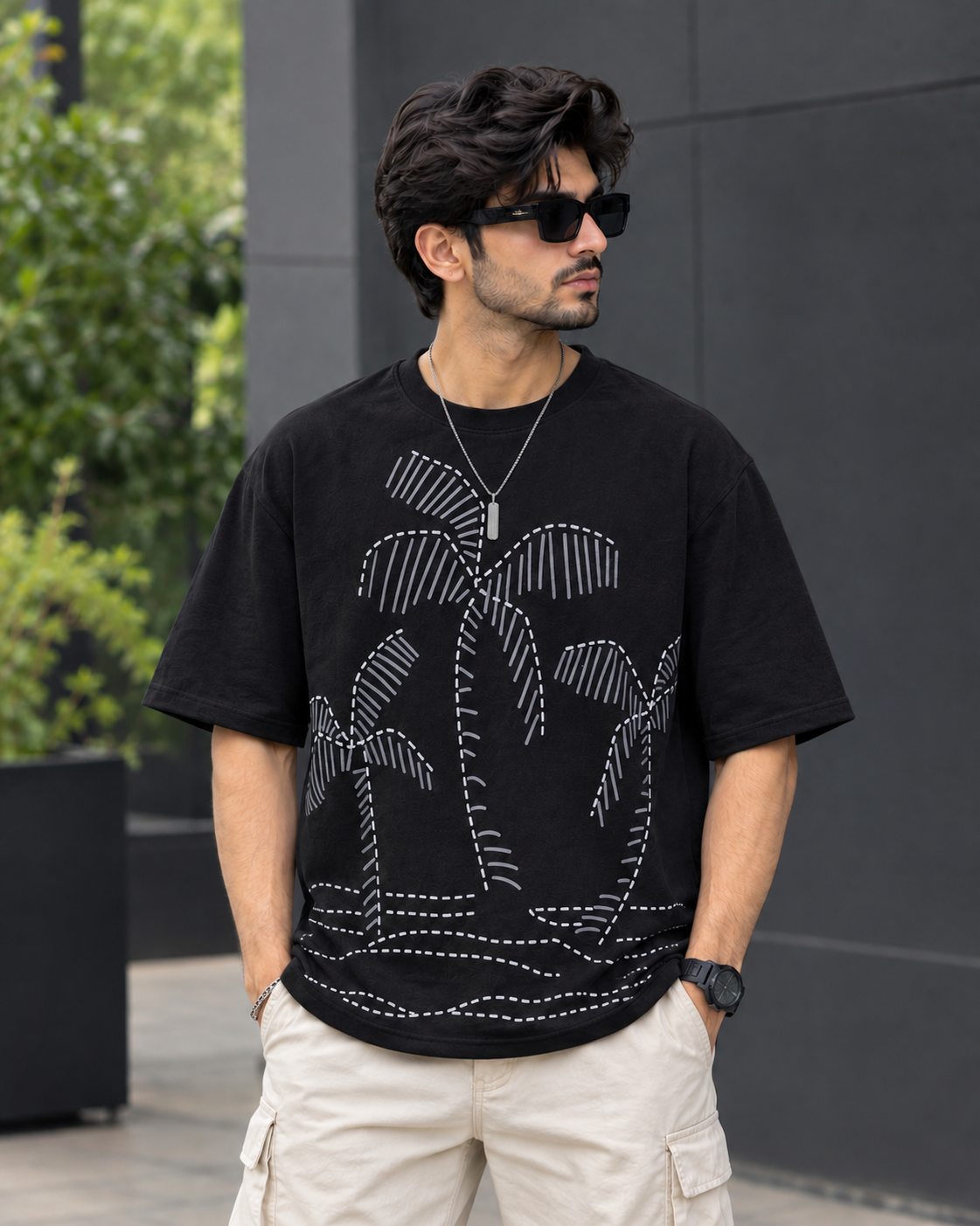 Palm Tree Graphic  printed Droshoulder