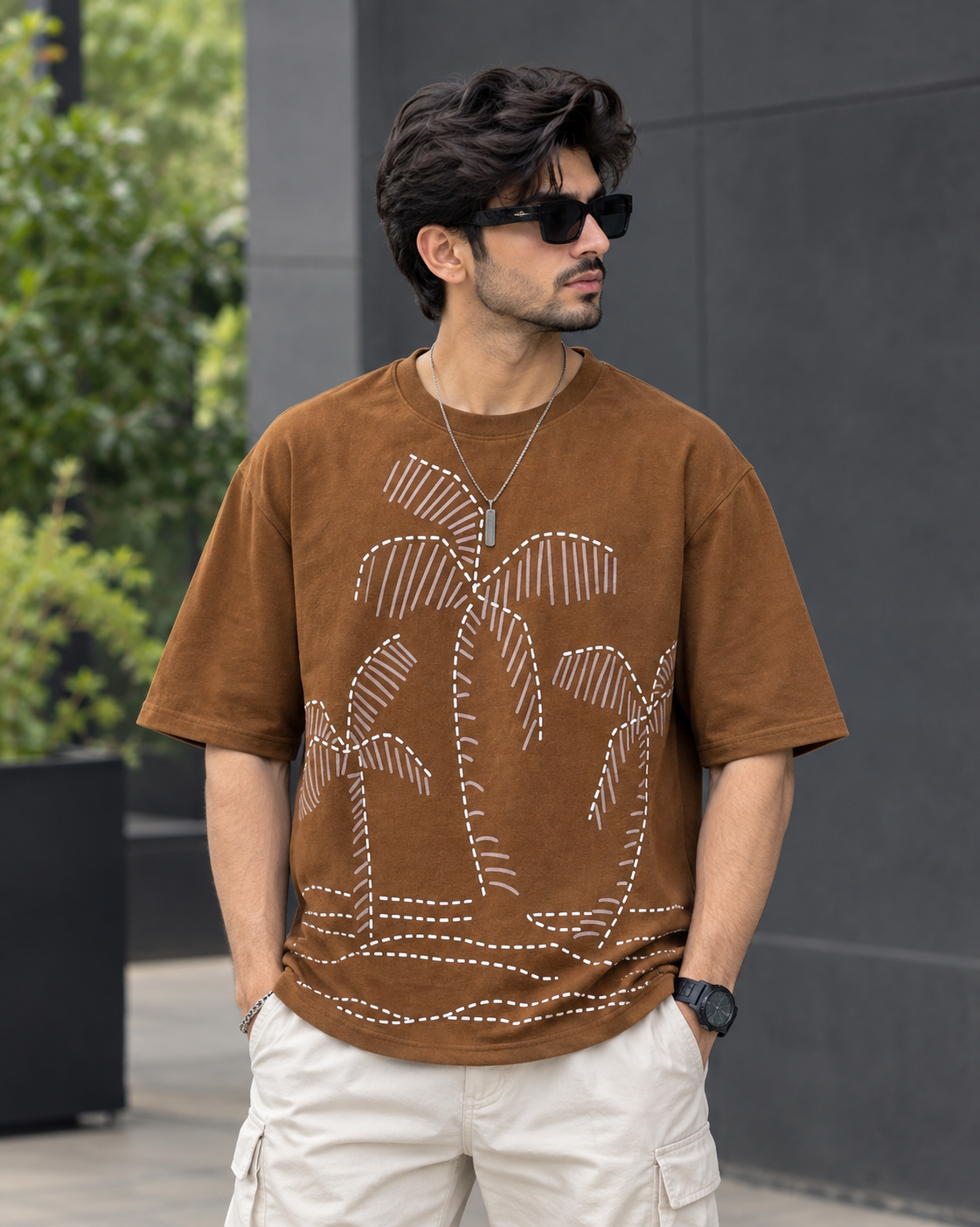 Palm Tree Graphic  printed Droshoulder