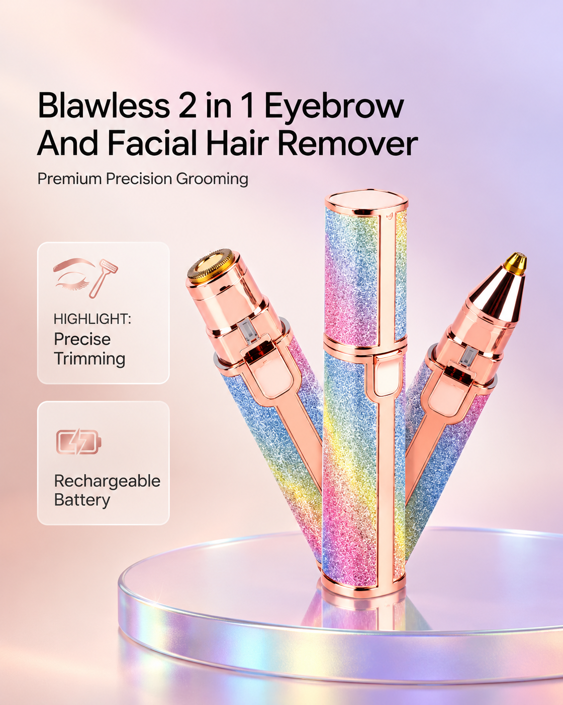 Blawless 2-in-1 Rechargeable Eyebrow & Facial Hair Remover for Women