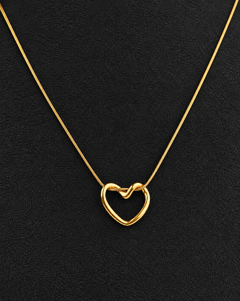 Open Heart Stainless Steel Pendant Necklace for Women