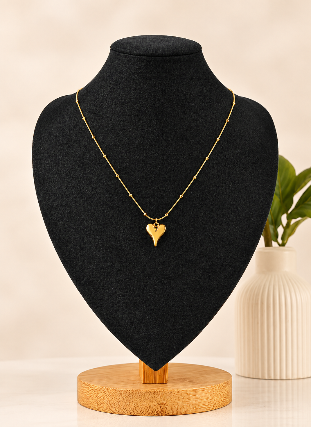 Gold Heart Stainless Steel Pendant Necklace for Women