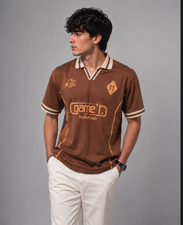 Men’s Premium Football Club Polo T-Shirt | Casual Stylish Summer Tee (Black, Brown, White)