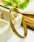Luxury Twisted Nail Bracelet for Women – Stainless Steel Zircon Stone Bangle (Adjustable Designer Cuff)