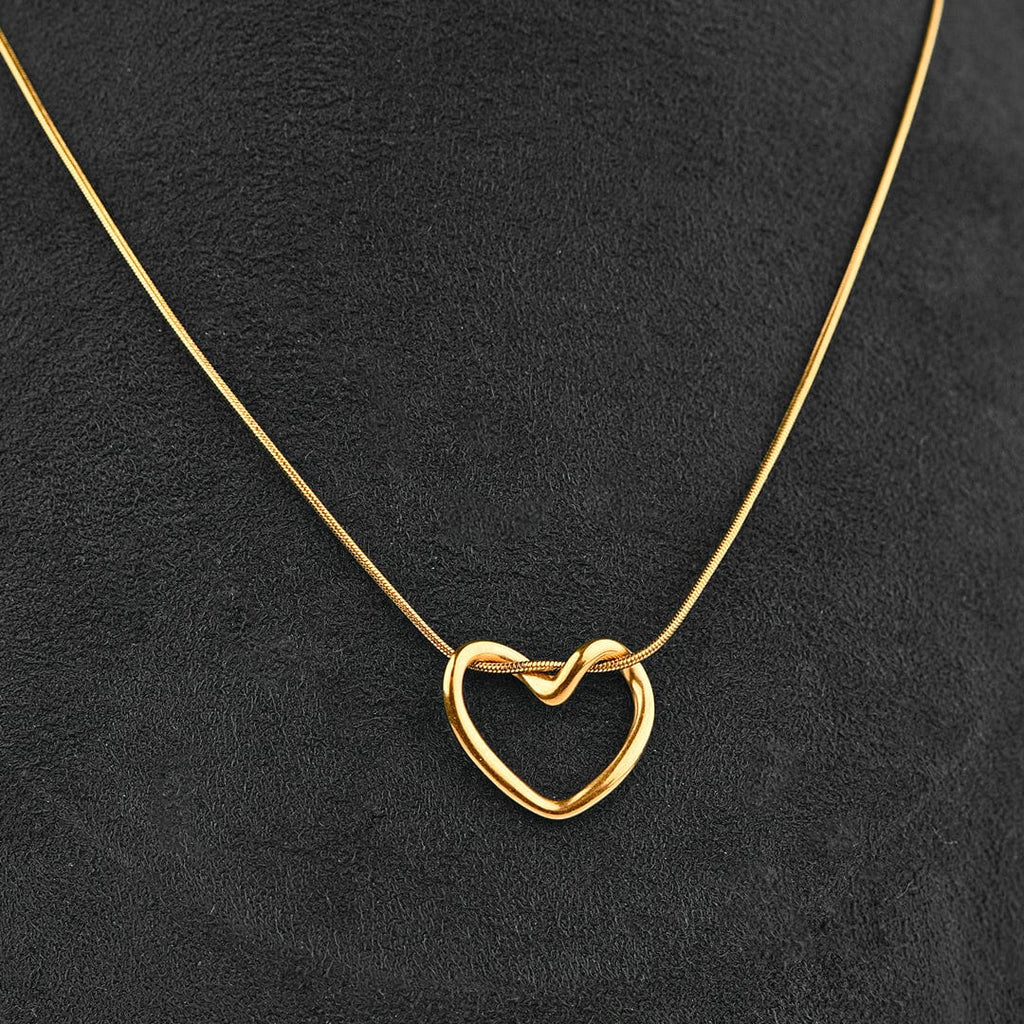 Open Heart Stainless Steel Pendant Necklace for Women