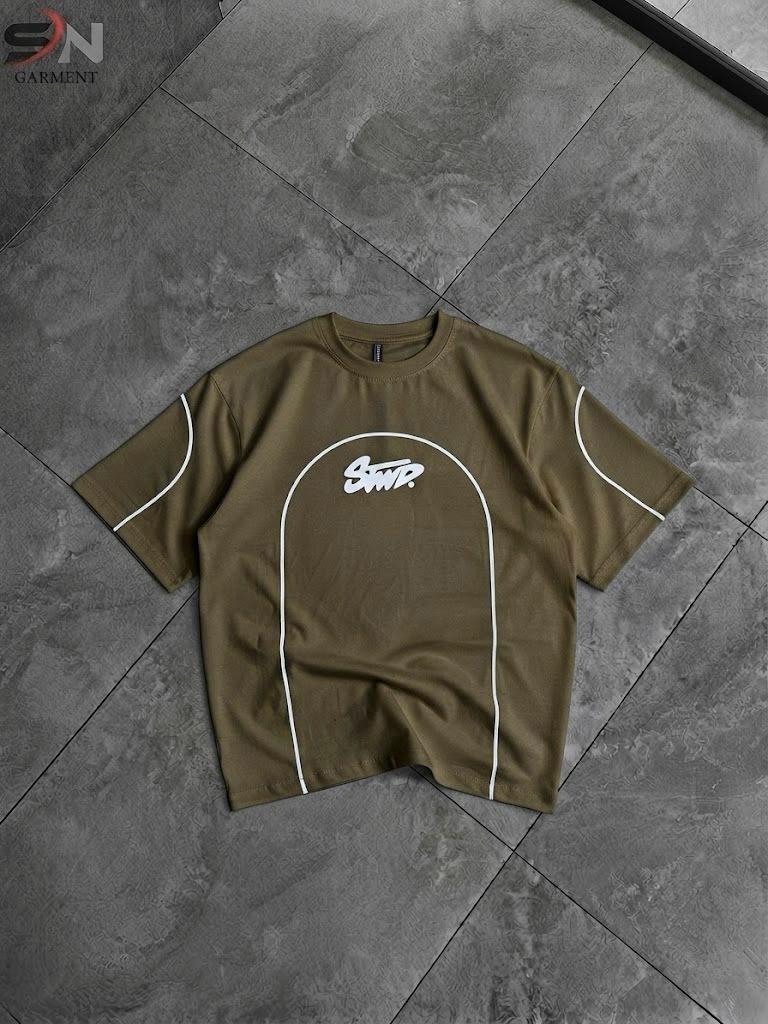 Premium Oversized Contrast Stitch T-Shirt for Men – Casual Streetwear Tee