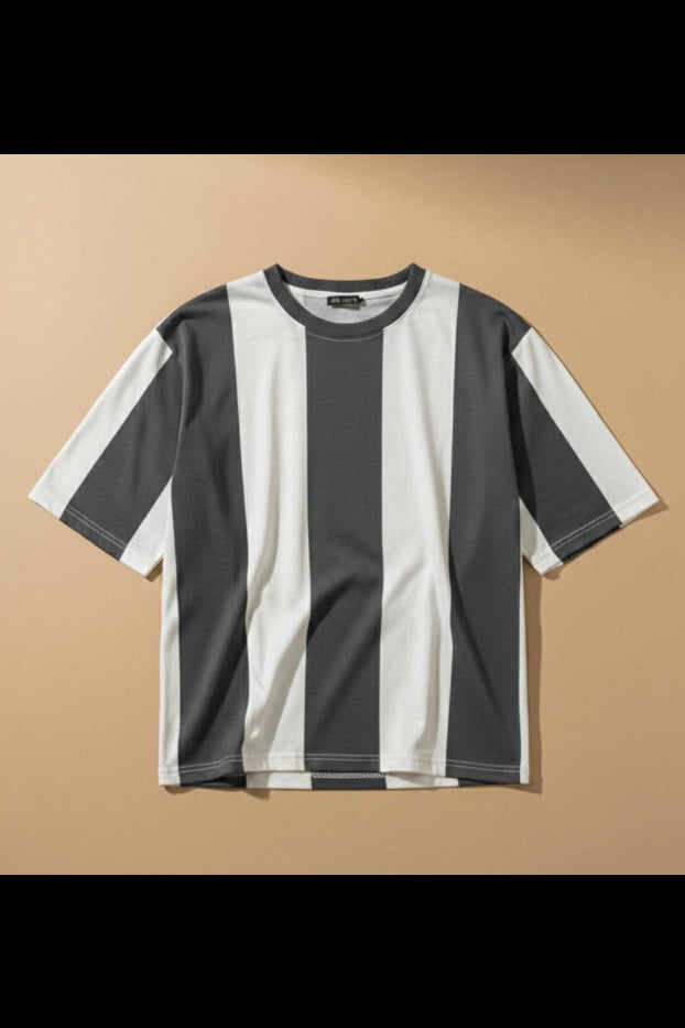 Premium Vertical Stripe T-Shirt for Men – Casual Round Neck Half Sleeve Tee