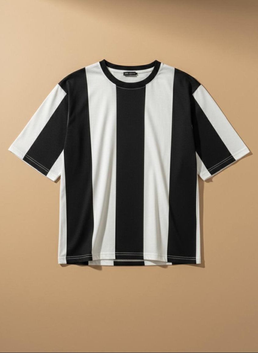 Premium Vertical Stripe T-Shirt for Men – Casual Round Neck Half Sleeve Tee