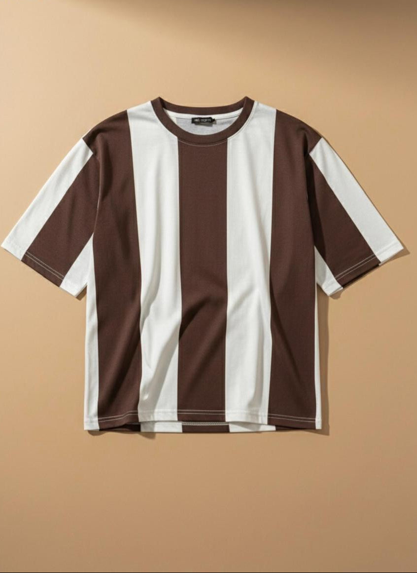 Premium Vertical Stripe T-Shirt for Men – Casual Round Neck Half Sleeve Tee