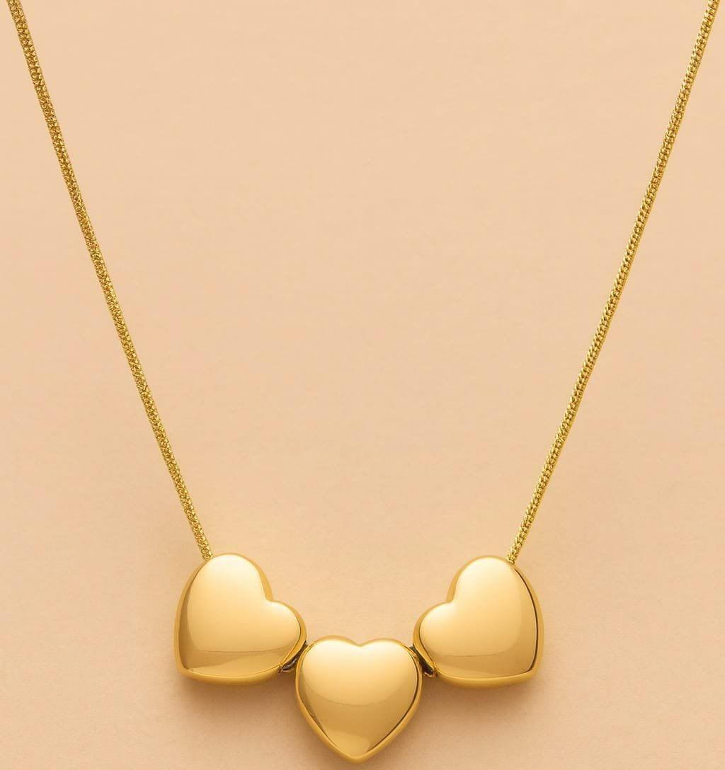 Triple Heart Stainless Steel Pendant Necklace for Women
