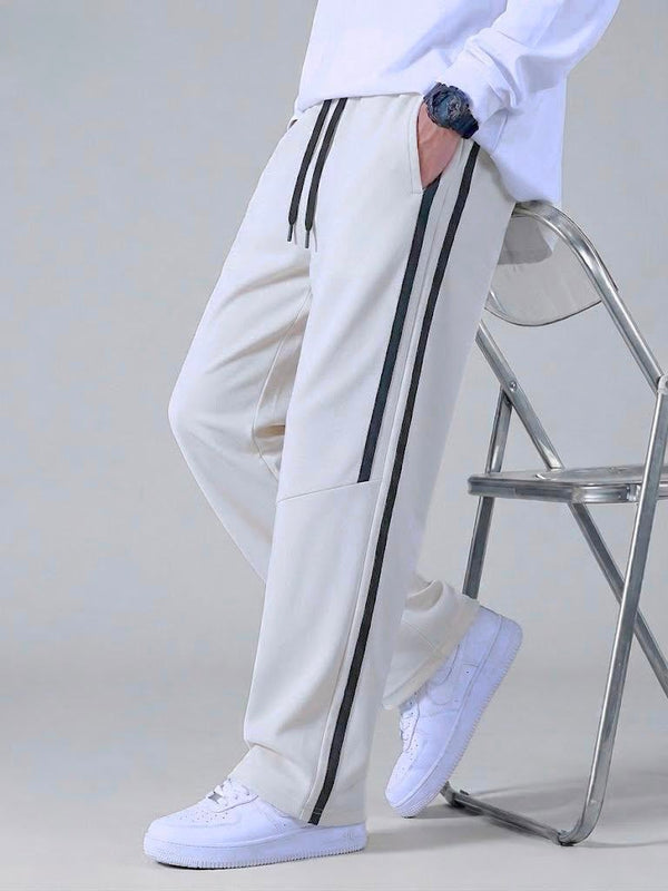 Side Stripe Baggy Trousers for Men – Premium Cotton Terry Relaxed Fit | HUMRAAZ WEAR