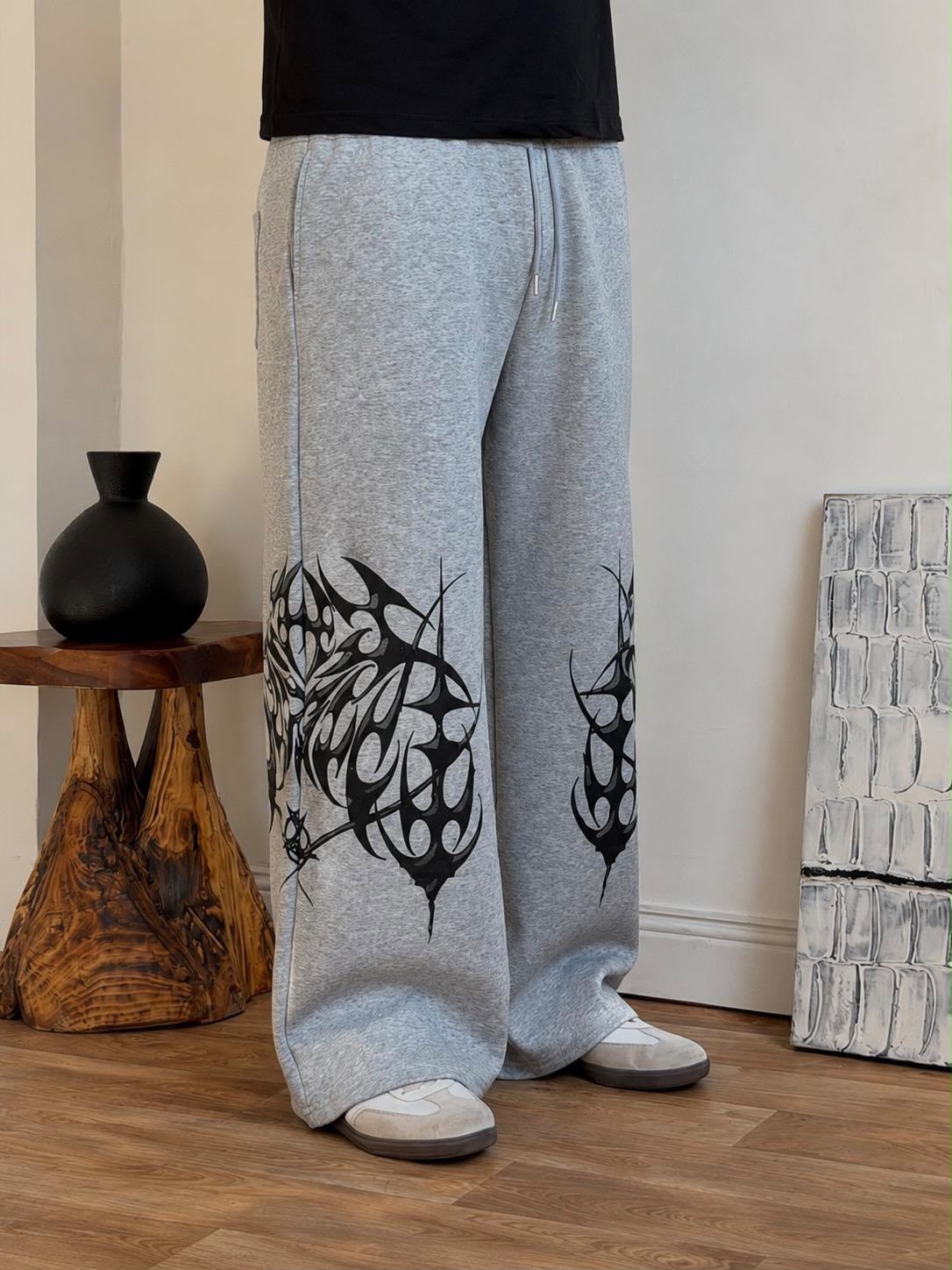 Tribal Print Baggy Trousers for Men – Premium Cotton Terry | HUMRAAZ WEAR