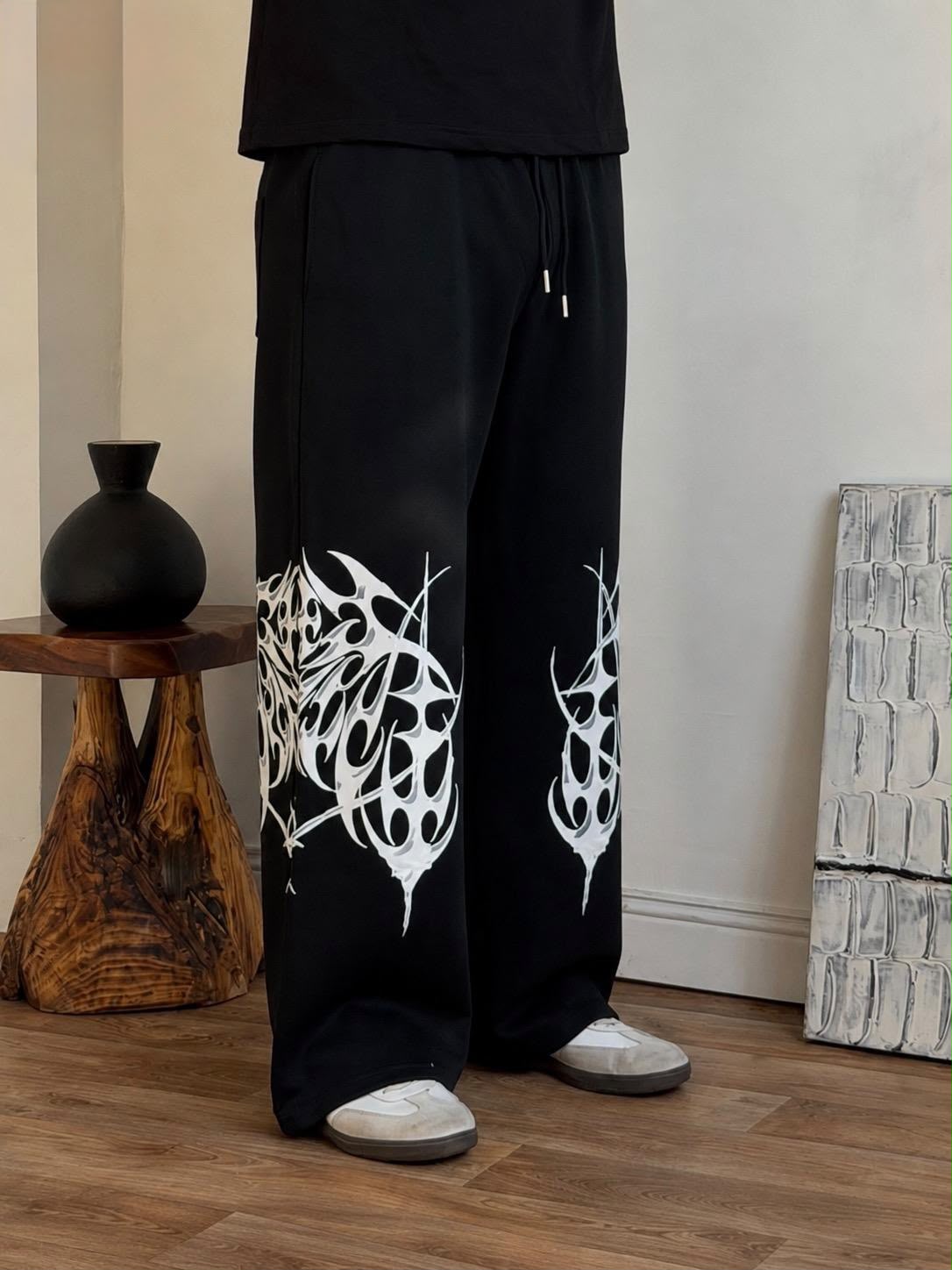Tribal Print Baggy Trousers for Men – Premium Cotton Terry | HUMRAAZ WEAR