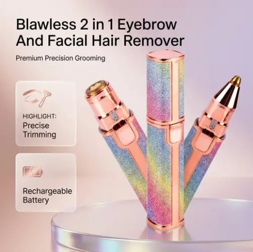 Blawless 2-in-1 Rechargeable Eyebrow & Facial Hair Remover for Women