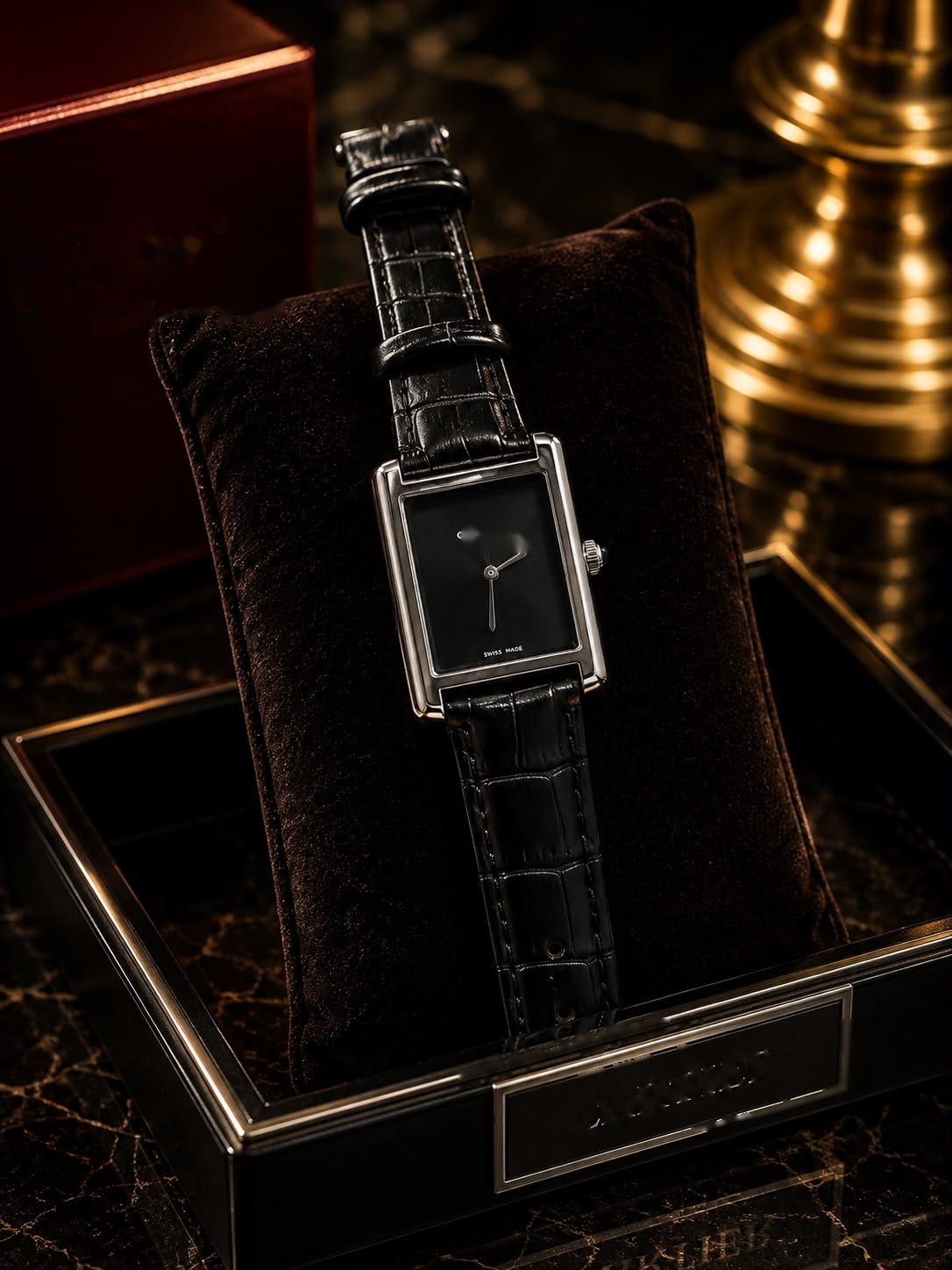 Premium Big Size Rectangular Men's Leather Strap Watch | Humraaz Wear